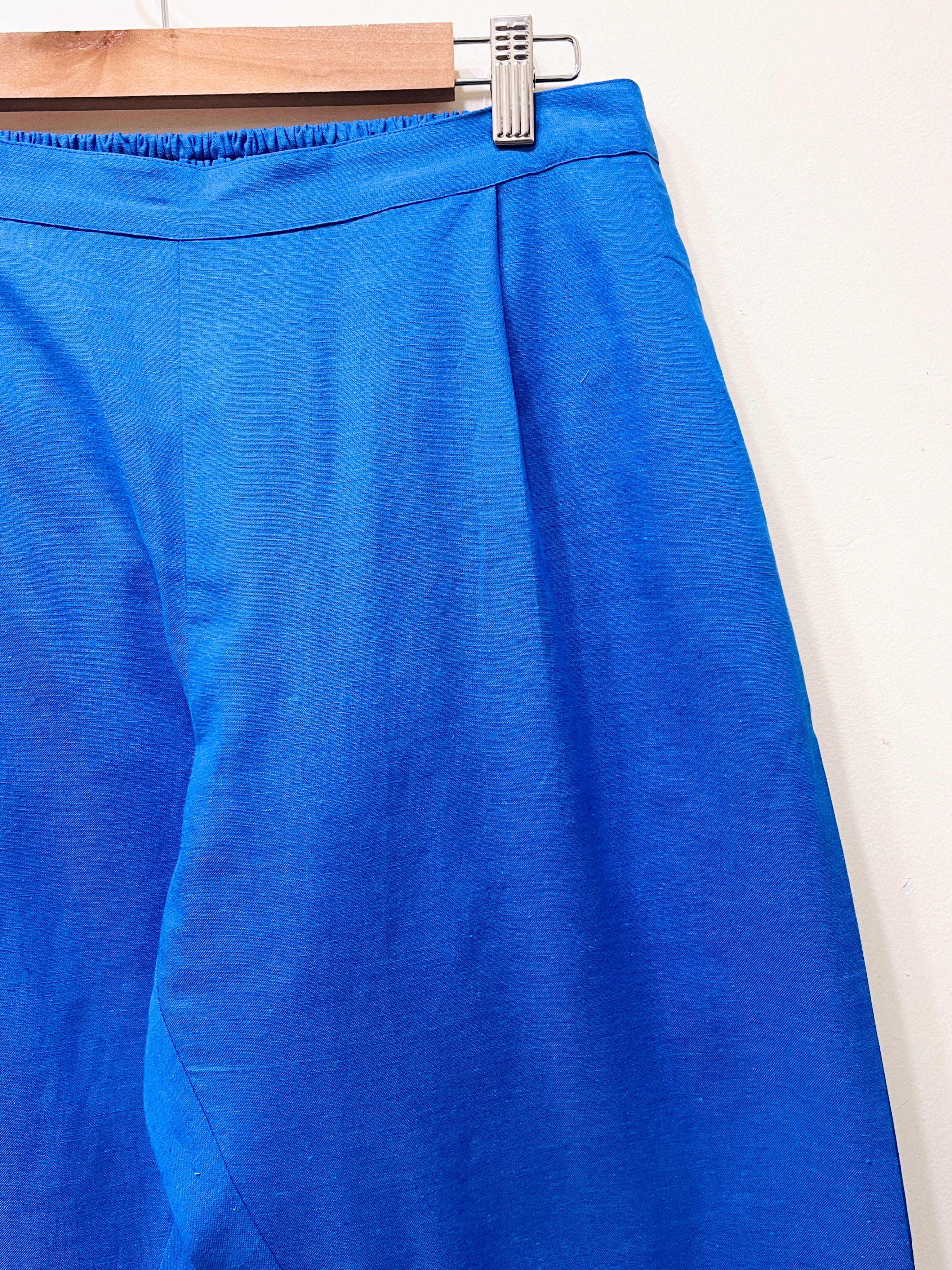 Blue Wide Leg Cotton Pants