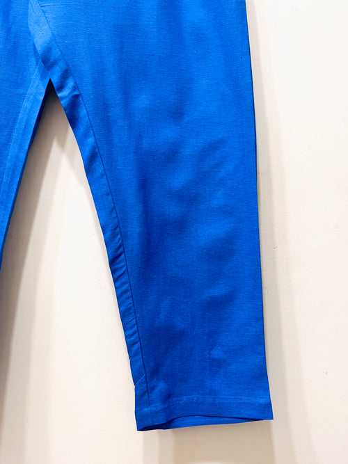 Blue Wide Leg Cotton Pants