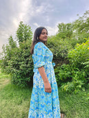 Turquoise Breeze Block Printed Dress