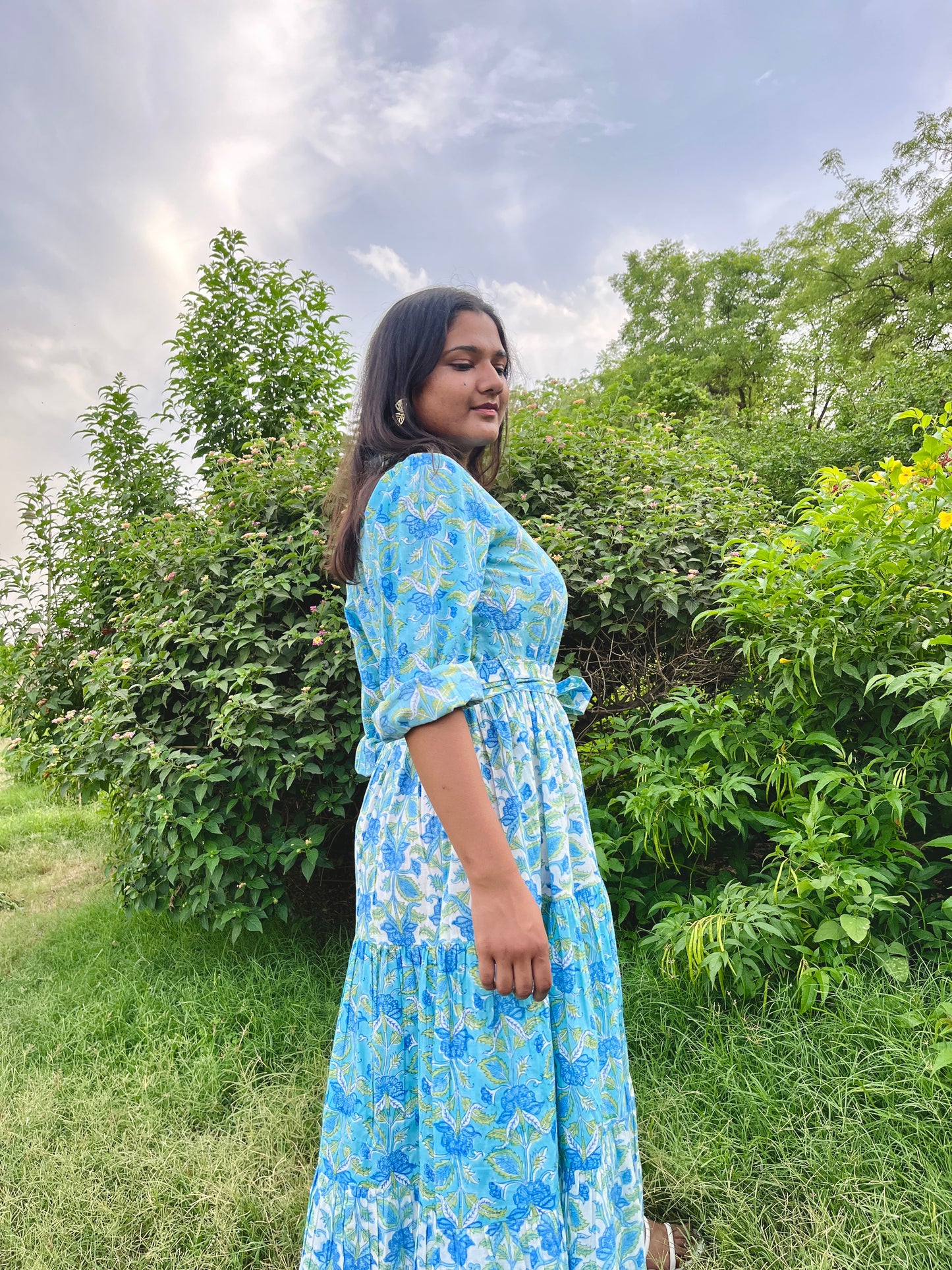 Turquoise Breeze Block Printed Dress