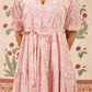 Blooming Peach: Floral Cotton Tiered Dress