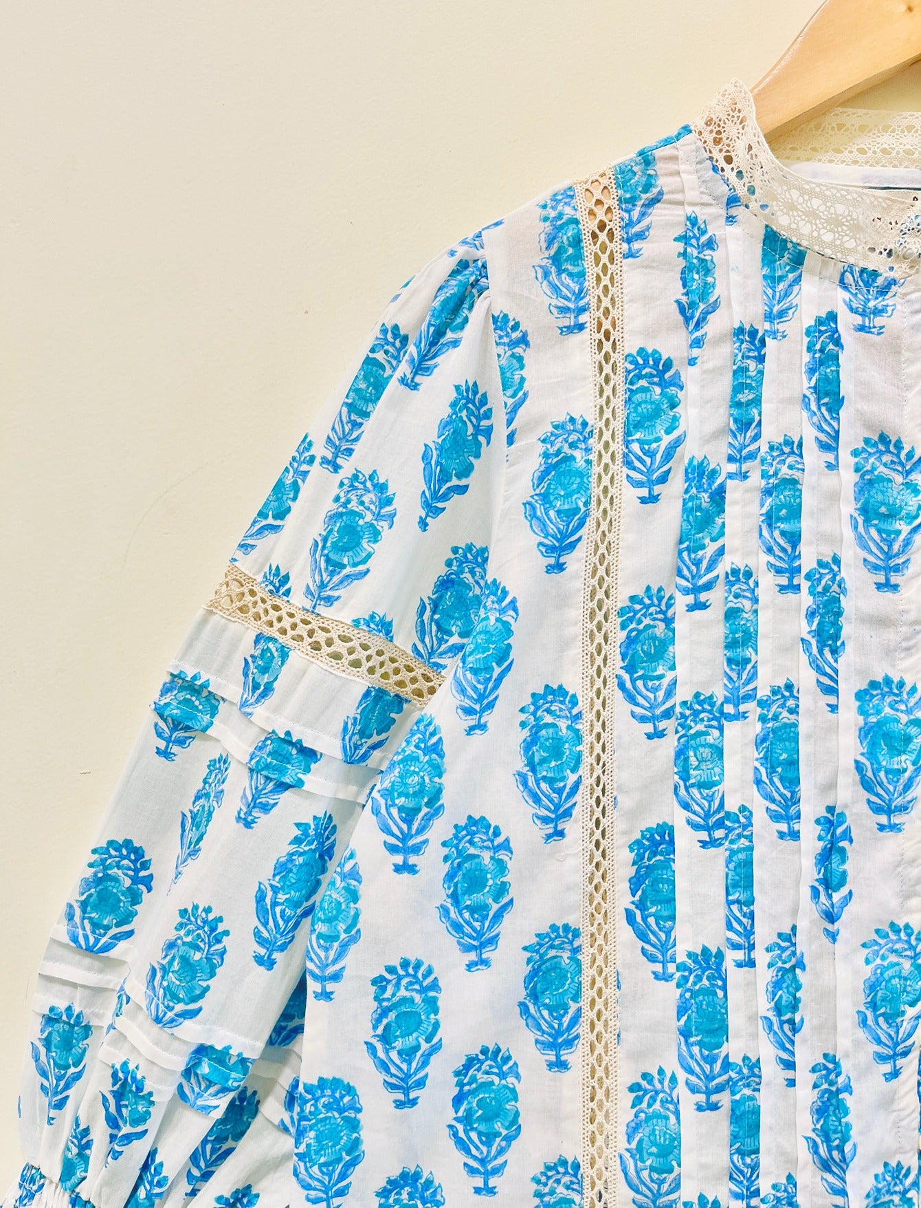 Lace Block Printed Cotton Top