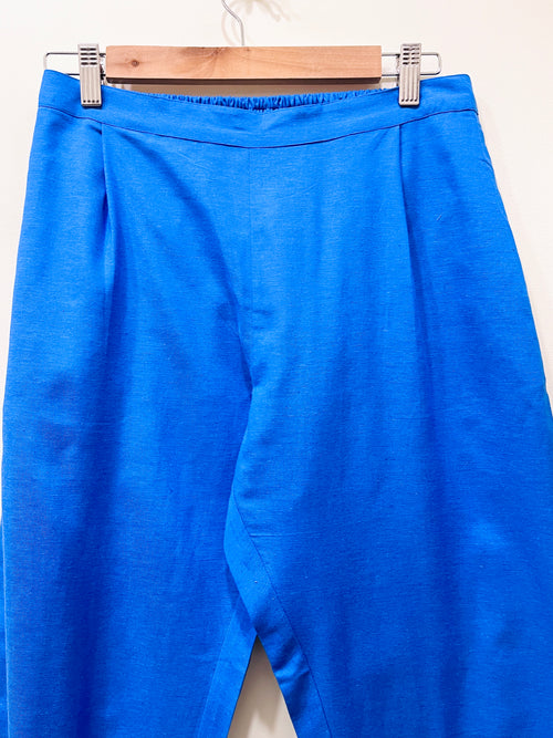 Blue Wide Leg Cotton Pants