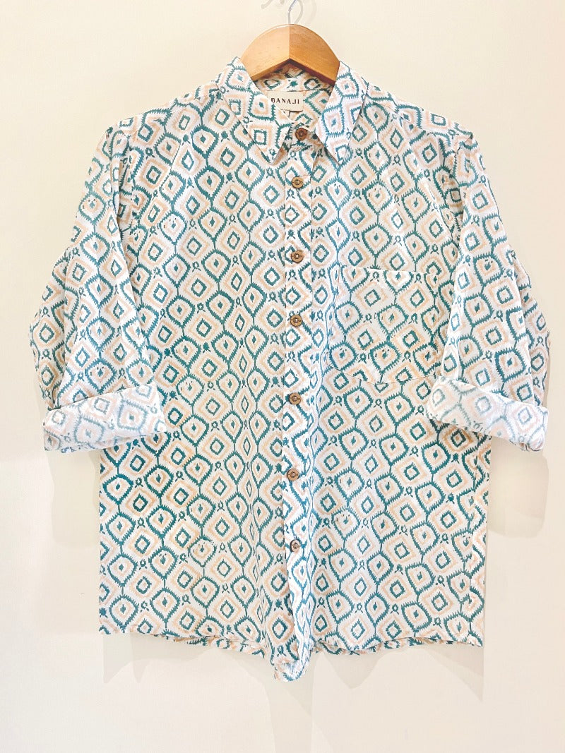 COTTON BLOCK PRINTED FULL SLEEVE SHIRT