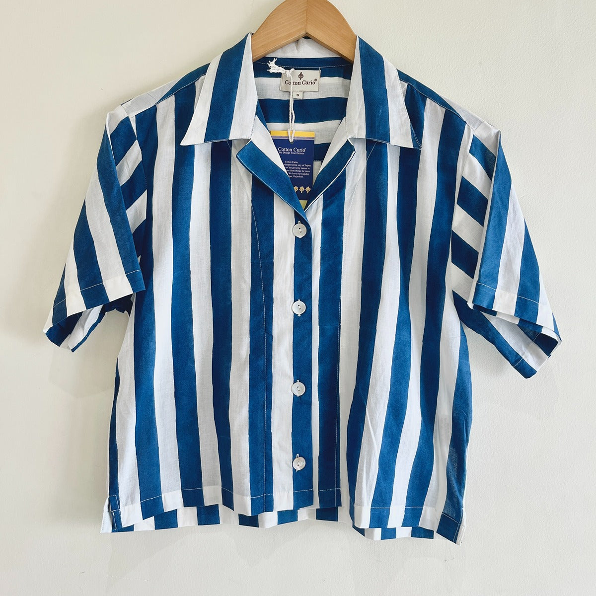 Blue Stripe Crop Shirt