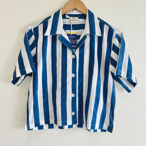 Blue Stripe Crop Shirt