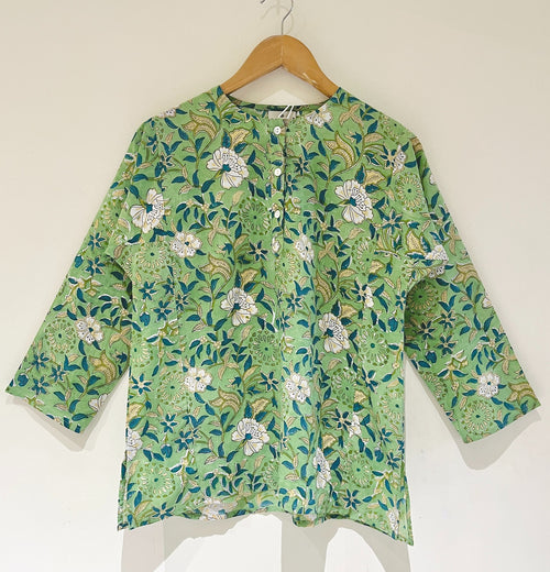 Block Printed Cotton Short Kurti