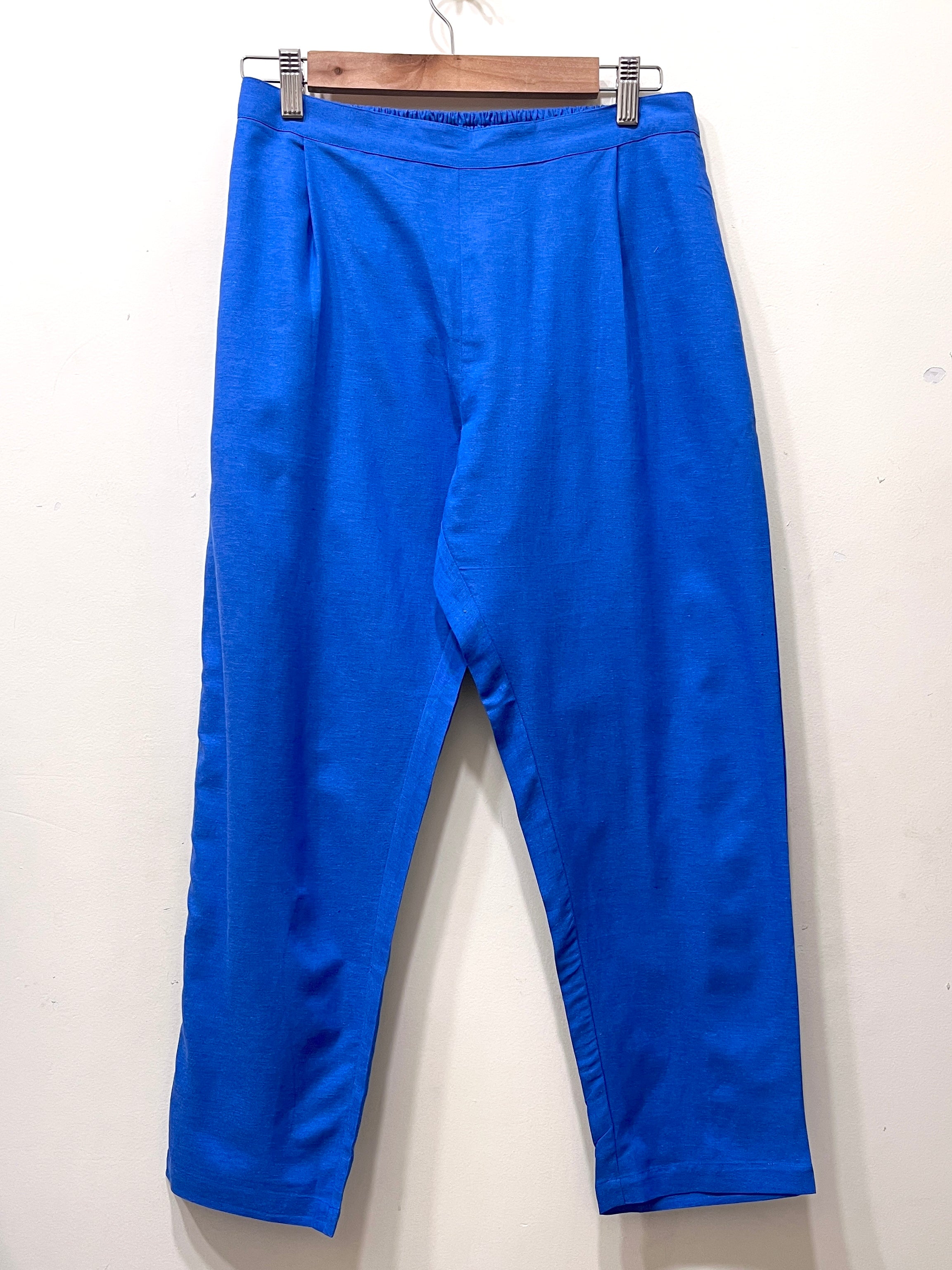 Blue Wide Leg Cotton Pants