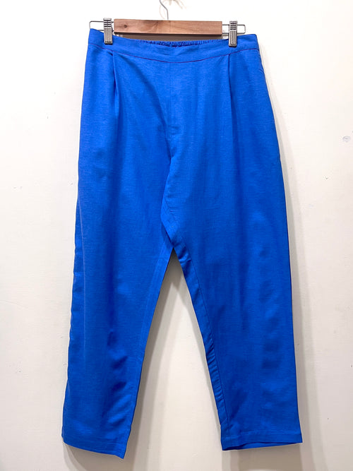 Blue Wide Leg Cotton Pants