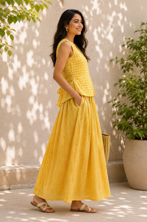 Sunlit Marigold Cotton Skirt