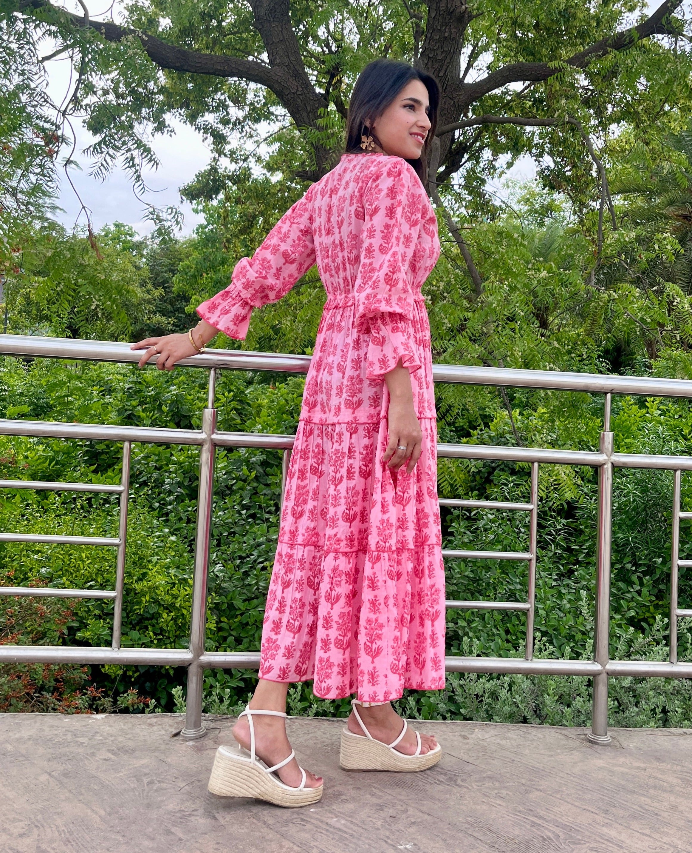 Shades of Pink Tiered Dress