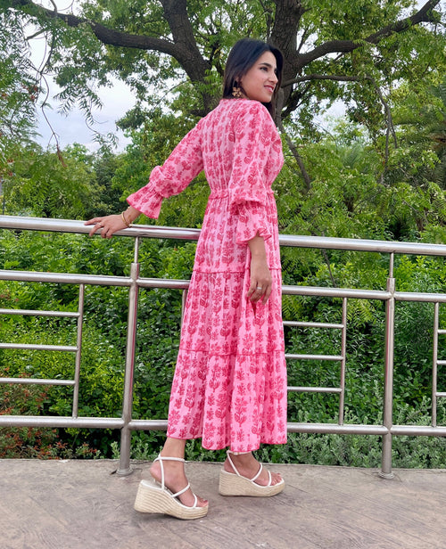 Shades of Pink Tiered Dress