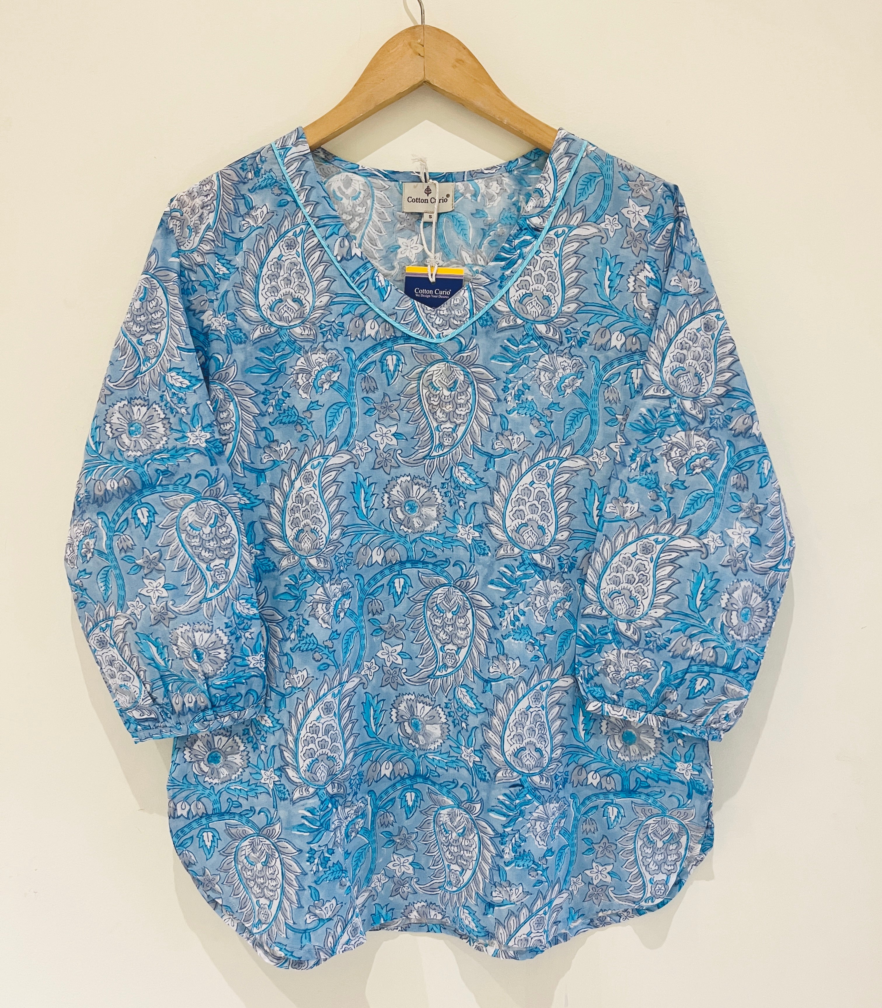Block Printed Cotton Short Kurti