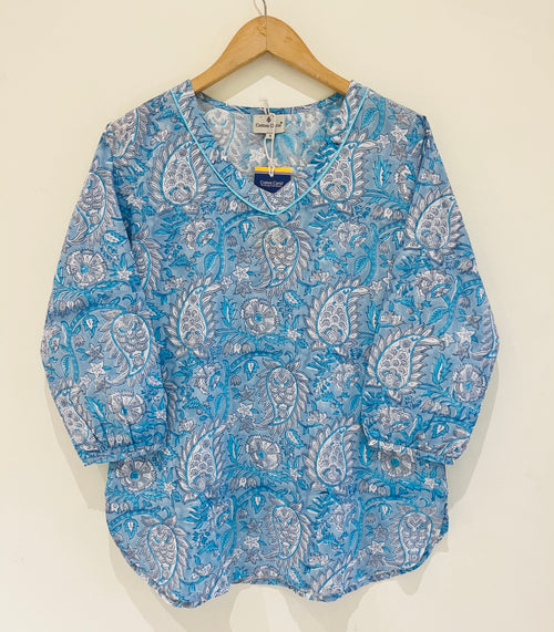 Block Printed Cotton Short Kurti