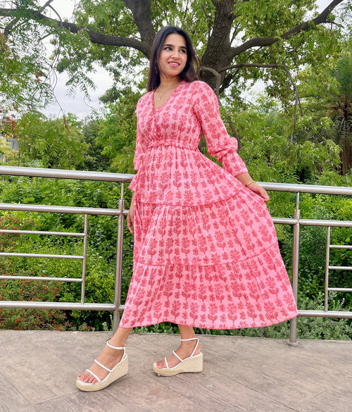 Shades of Pink Tiered Dress