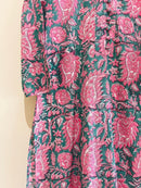 Green Paisley Block  Printed Cotton  Kurta