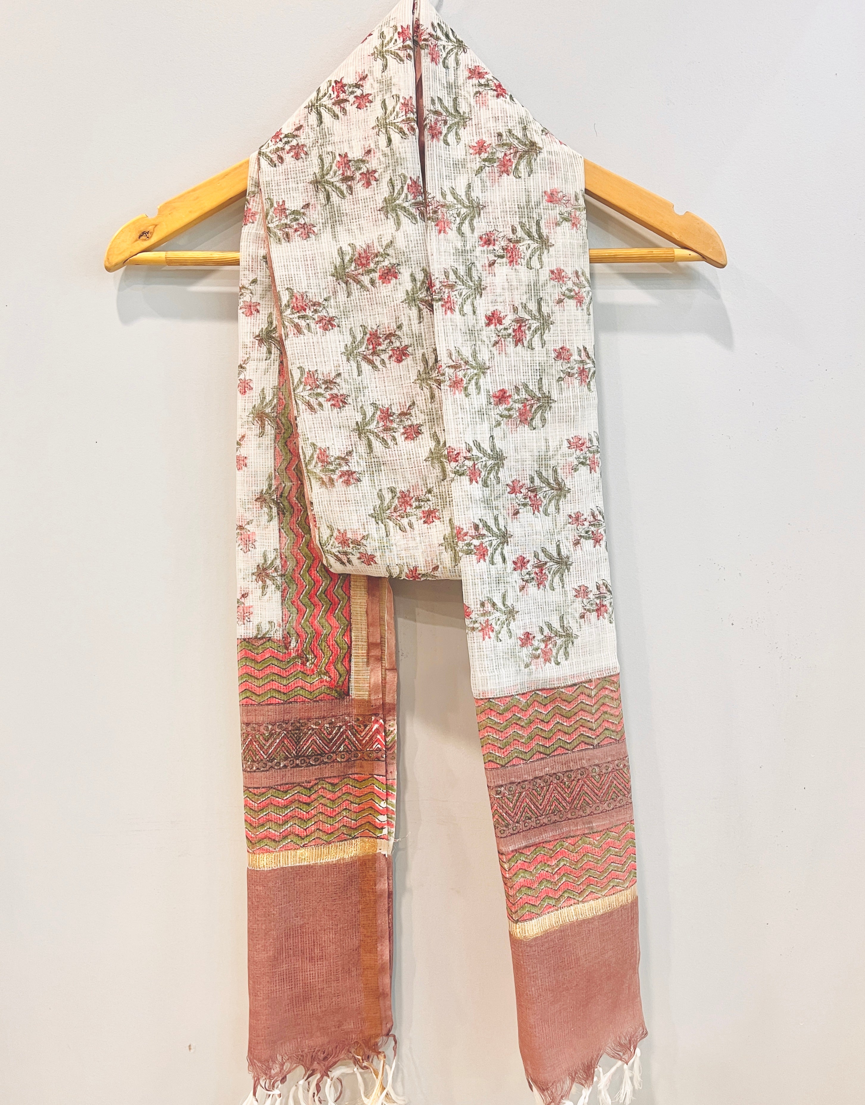 Block Printed Kota Doria Dupatta