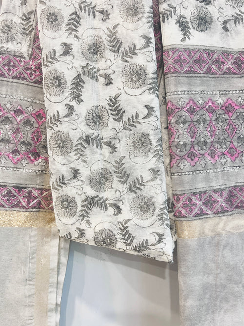 Block Printed Chanderi Dupatta
