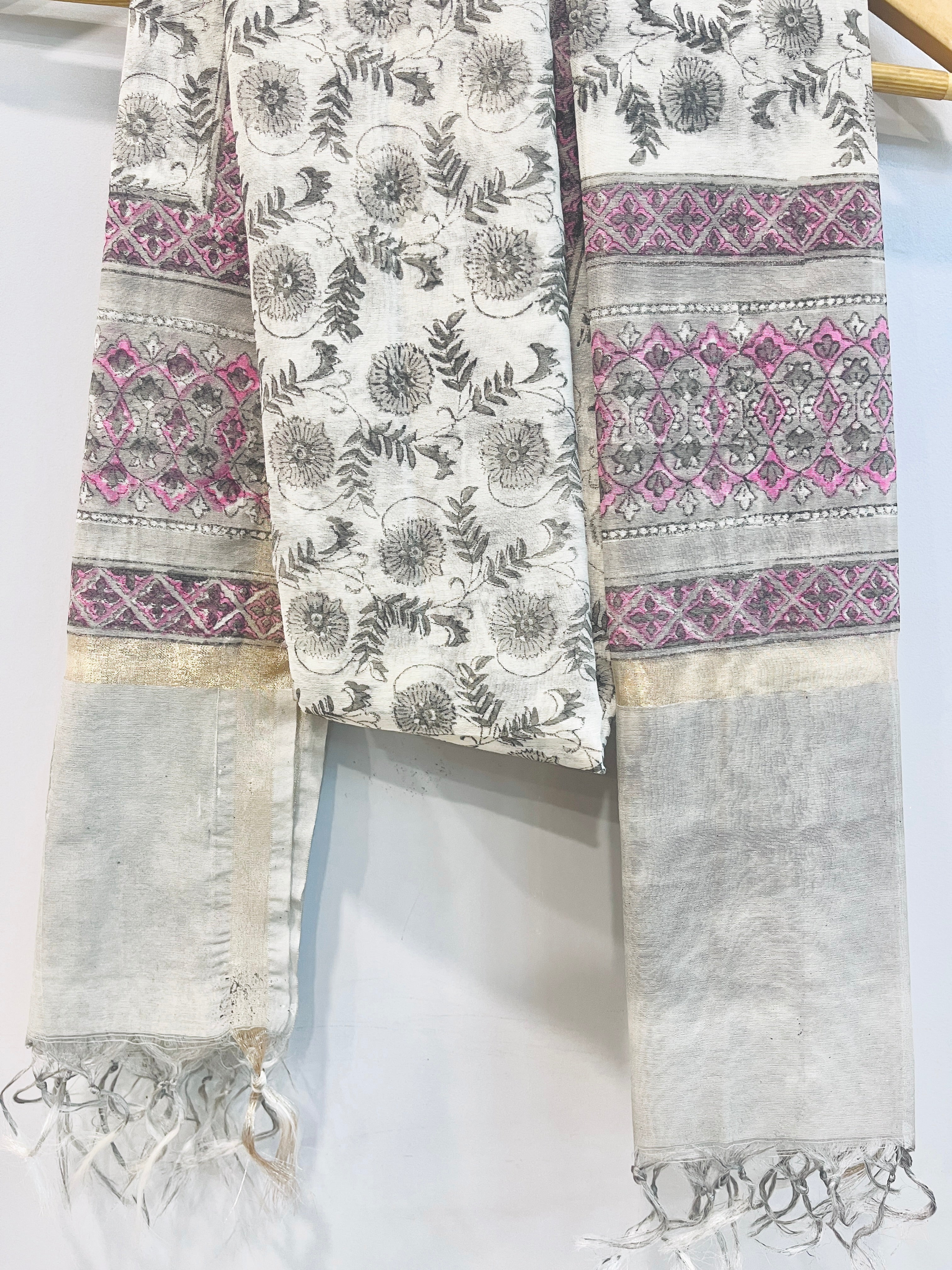 Block Printed Chanderi Dupatta