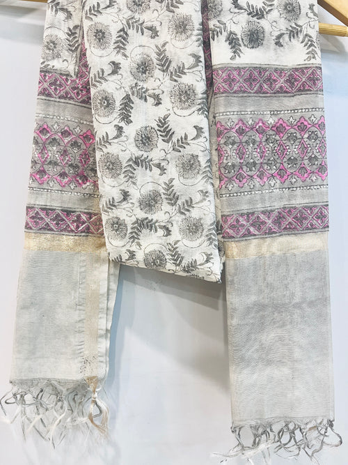 Block Printed Chanderi Dupatta