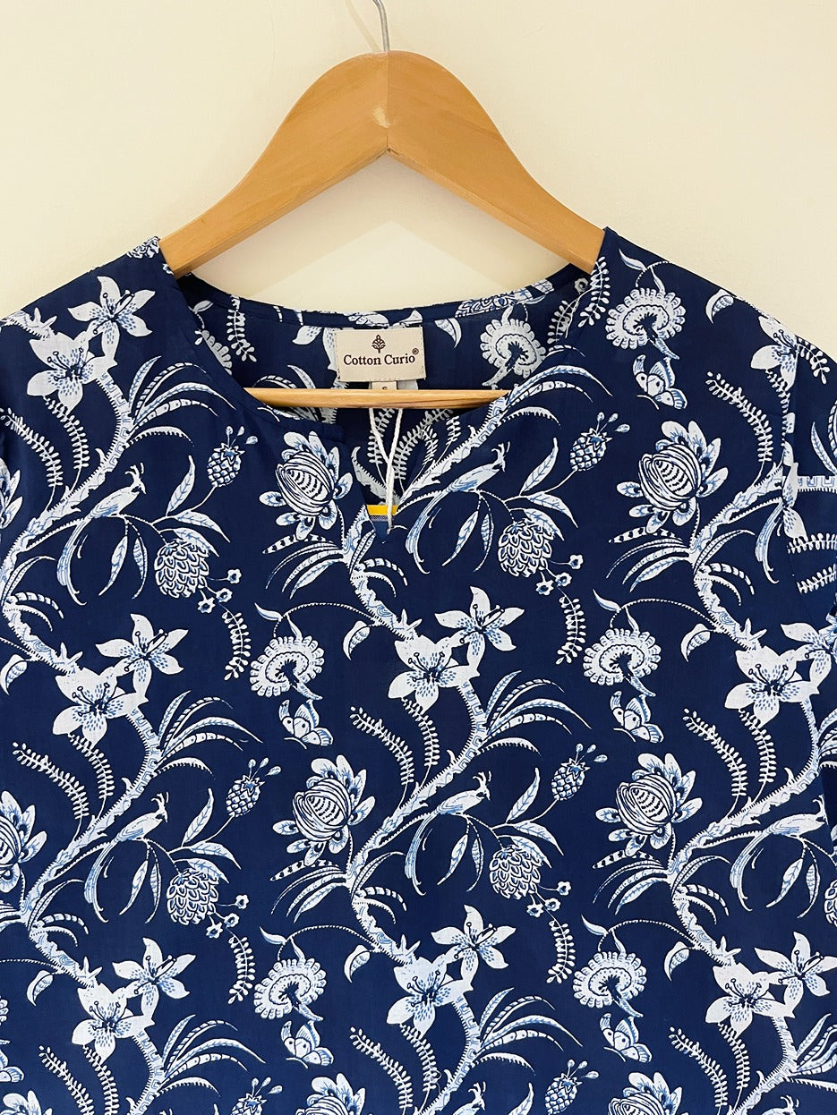 Block Printed Cotton Short Kurti