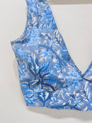 Printed Deep V-Neck Padded Cotton Blouse