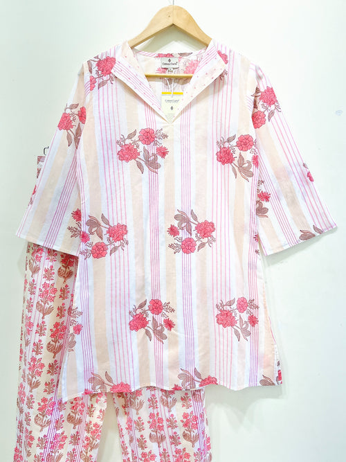Floral Striped Cotton Co-Ord set