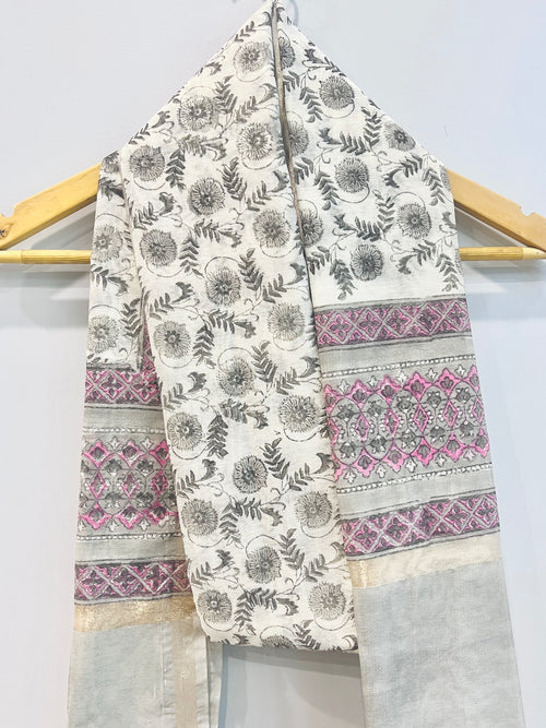 Block Printed Chanderi Dupatta