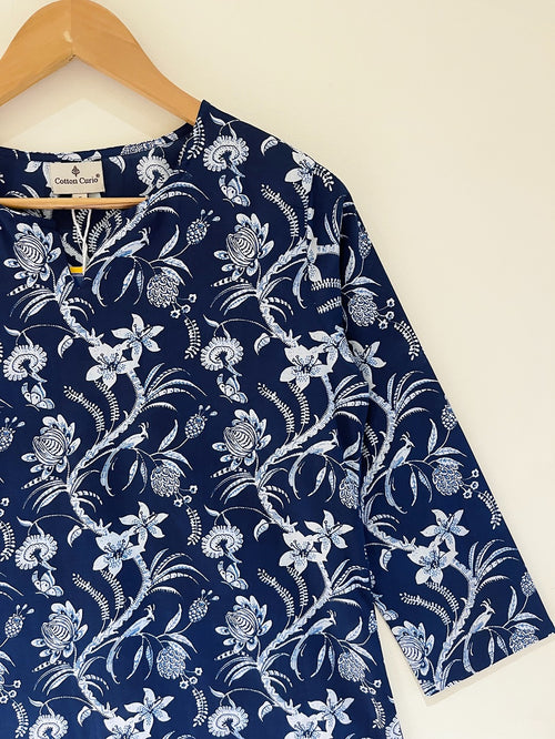 Block Printed Cotton Short Kurti