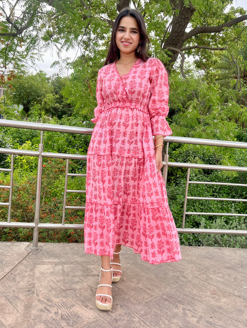 Shades of Pink Tiered Dress