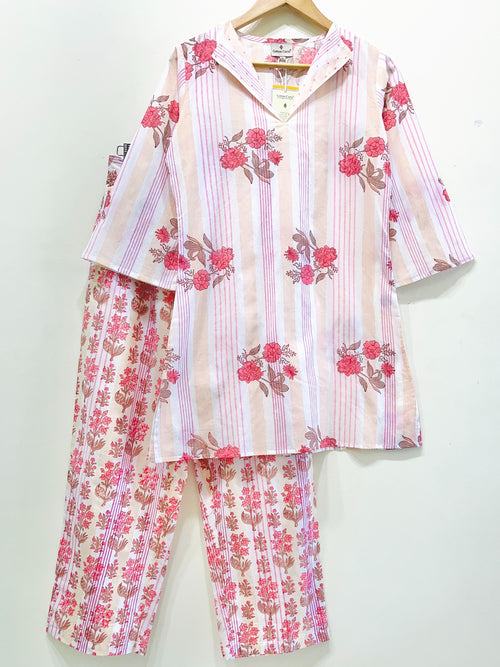 Floral Striped Cotton Co-Ord set