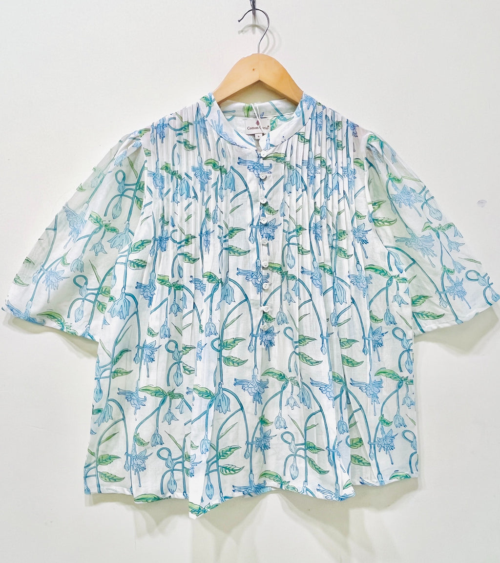 Block Printed Chanderi Silk Short Top