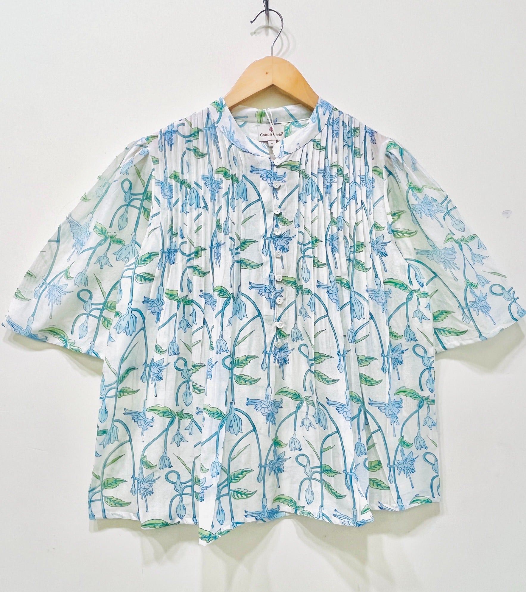 Block Printed Chanderi Silk Short Top