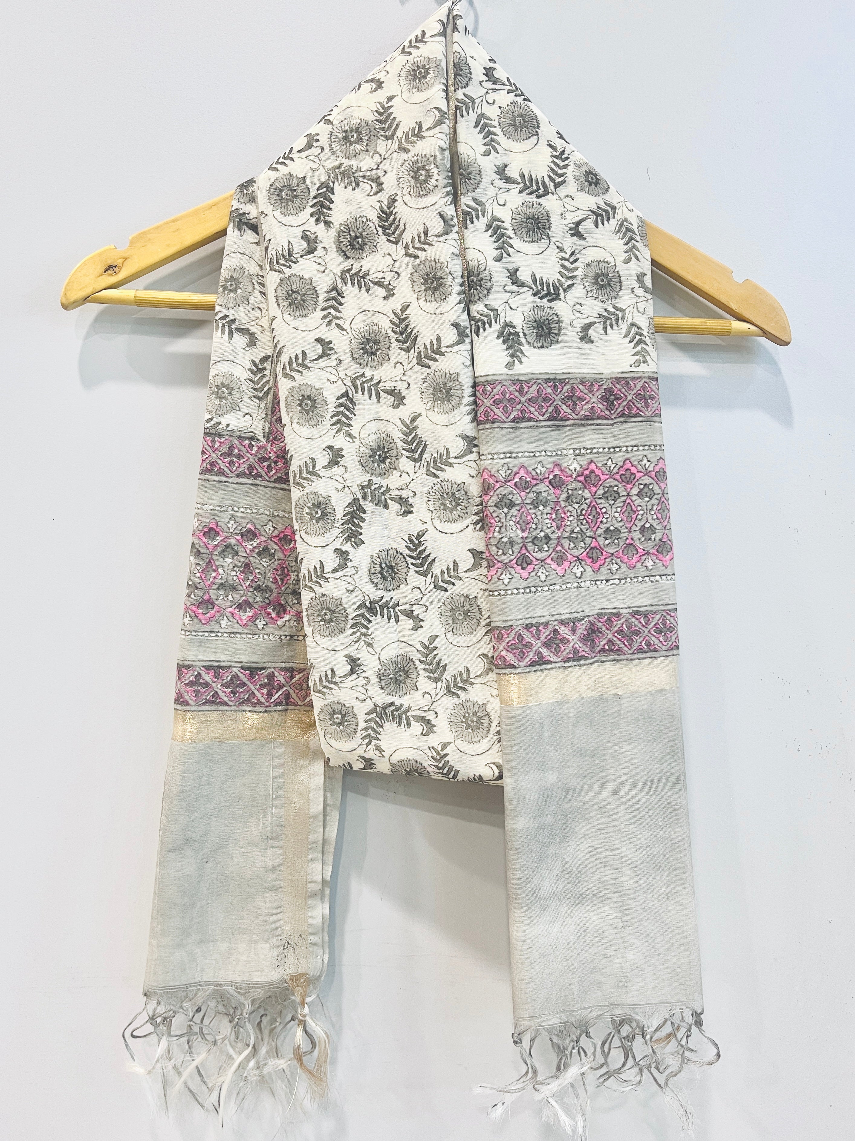 Block Printed Chanderi Dupatta