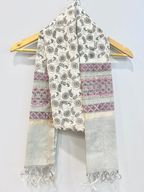 Block Printed Chanderi Dupatta