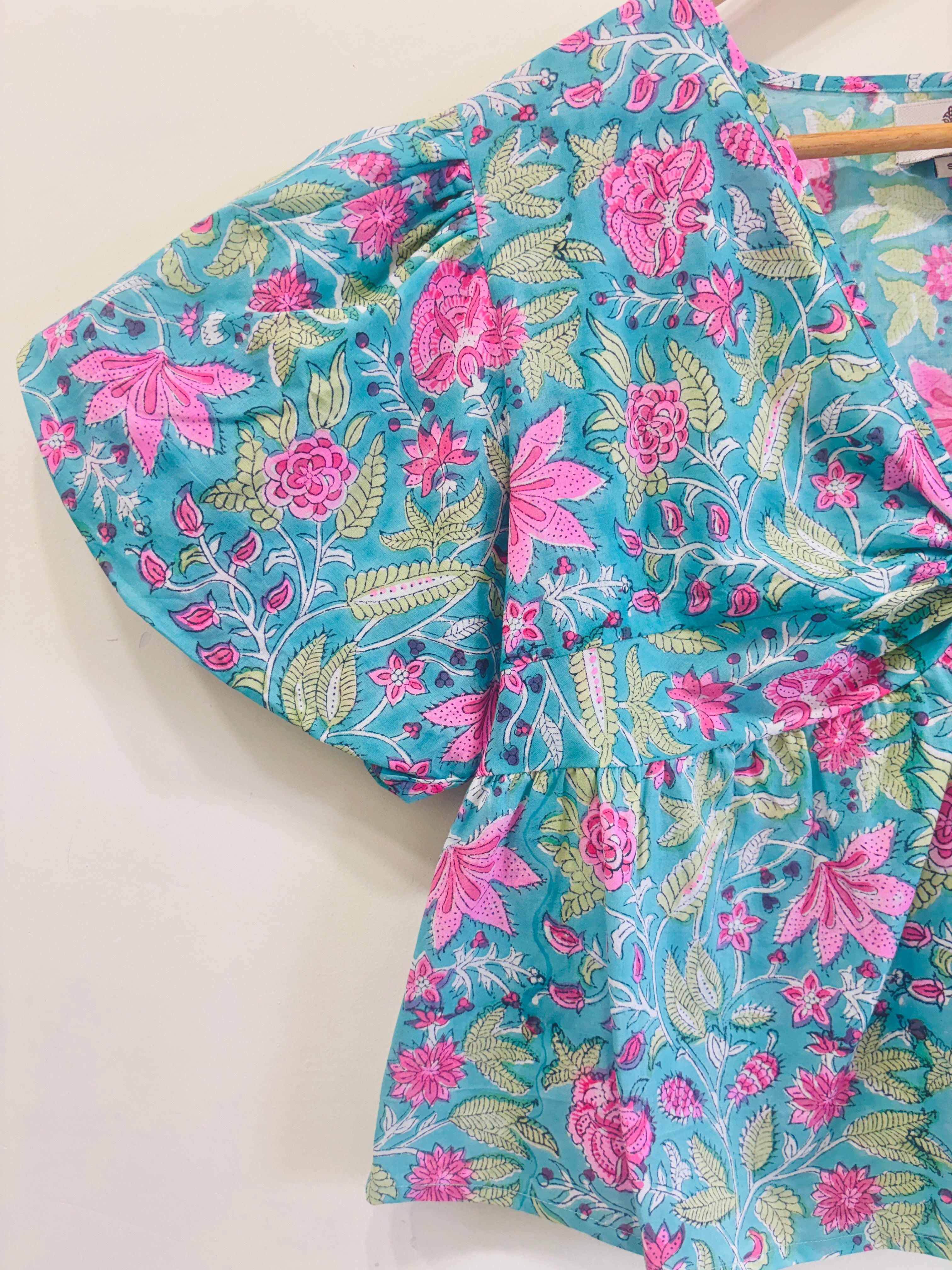Tropical Blossom Cotton Short Top