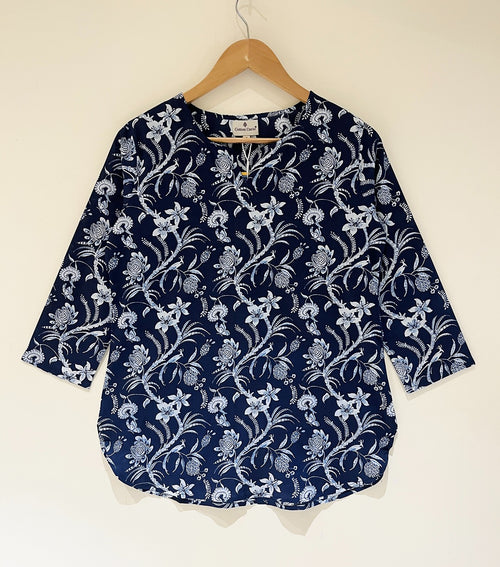 Block Printed Cotton Short Kurti
