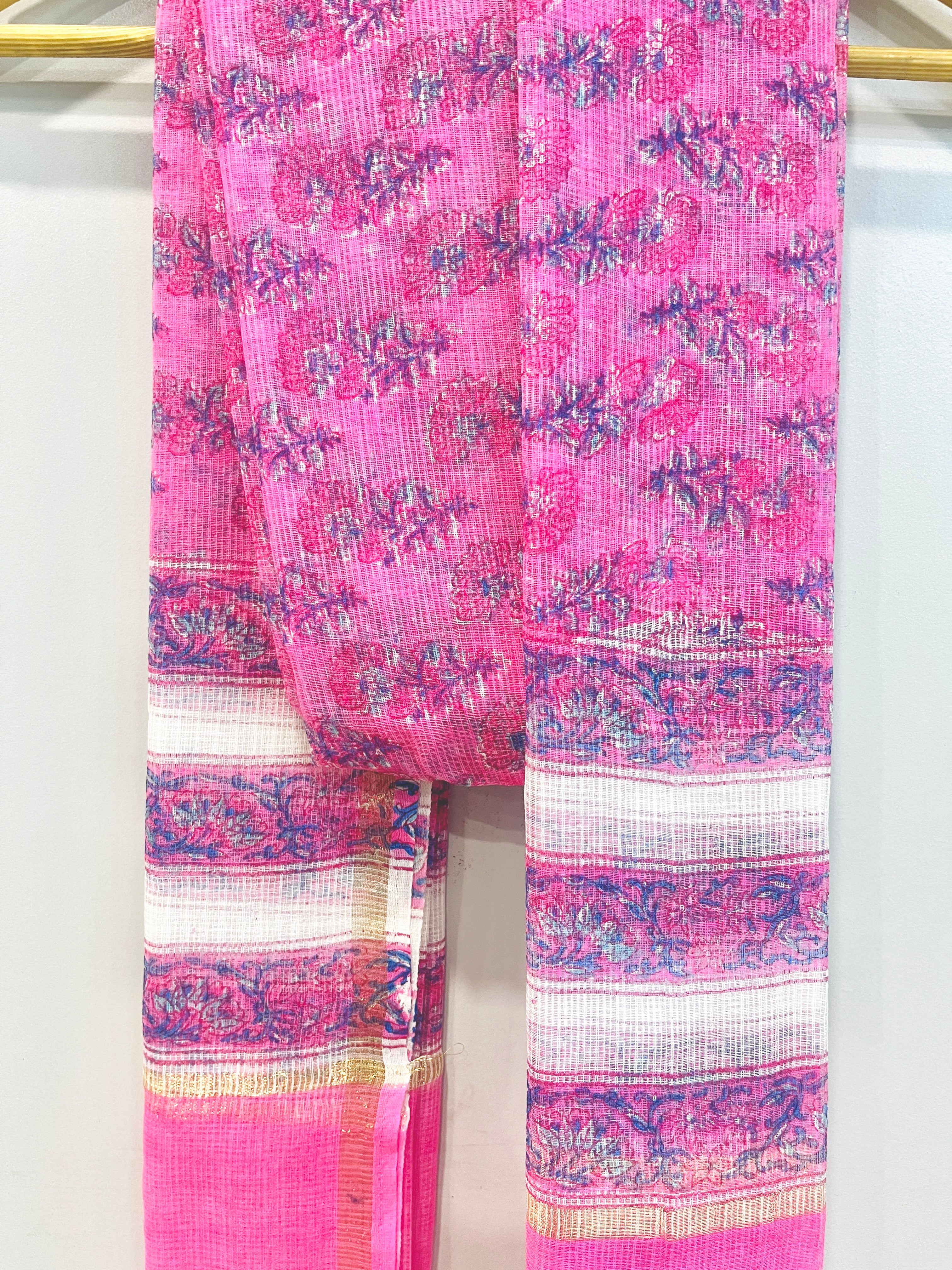 Block Printed Kota Doria Dupatta