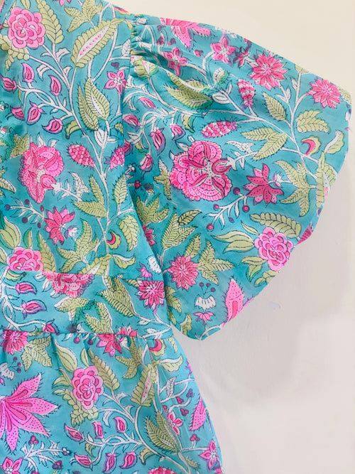 Tropical Blossom Cotton Short Top