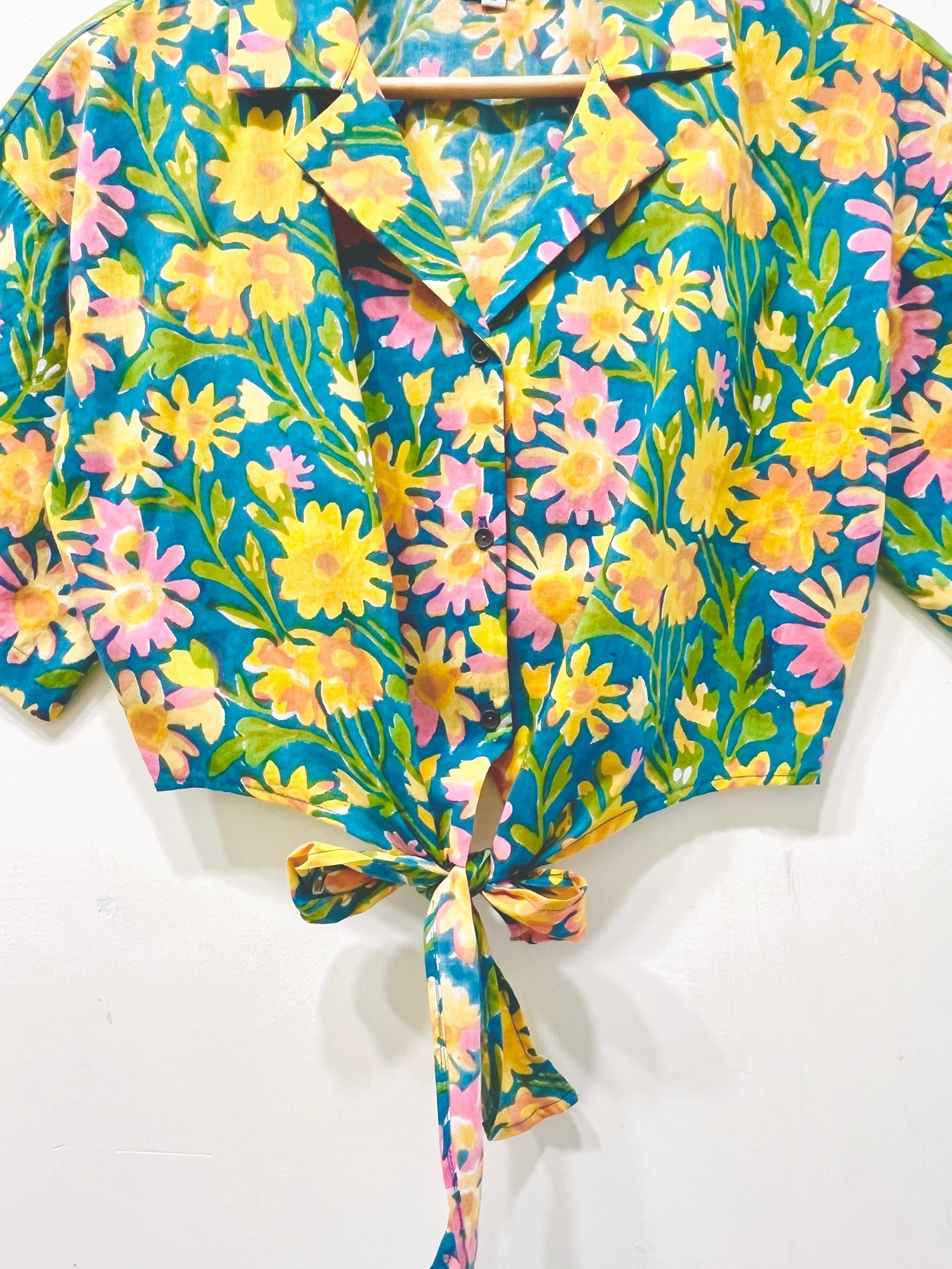 Block Printed Cotton Crop Shirt