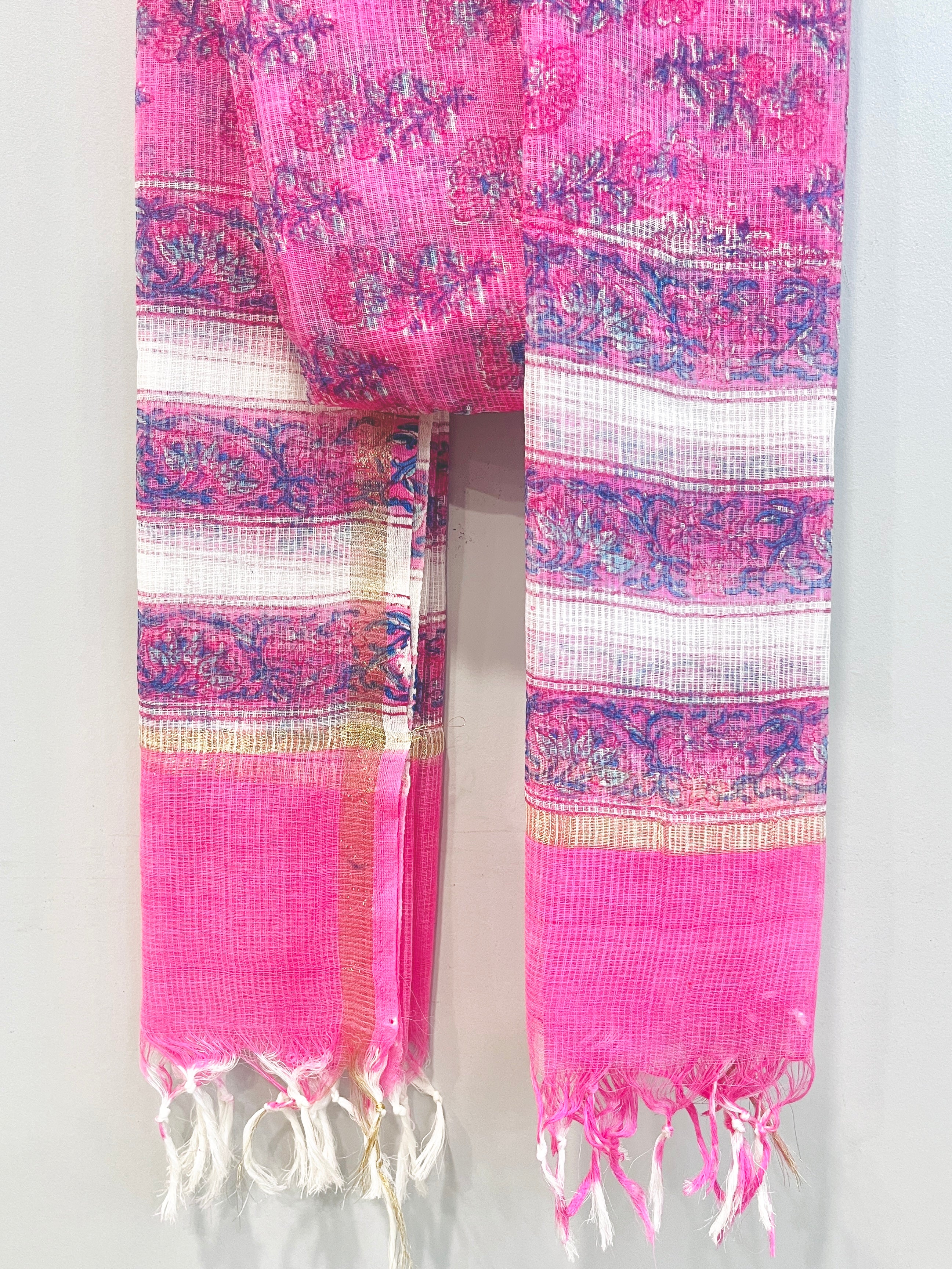 Block Printed Kota Doria Dupatta