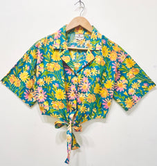 Sunny Meadow Tie-Front Crop Shirt