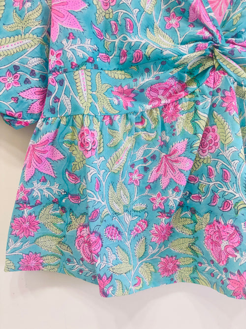 Tropical Blossom Cotton Short Top