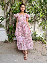 Pink Chintz Floral Block Printed Dress