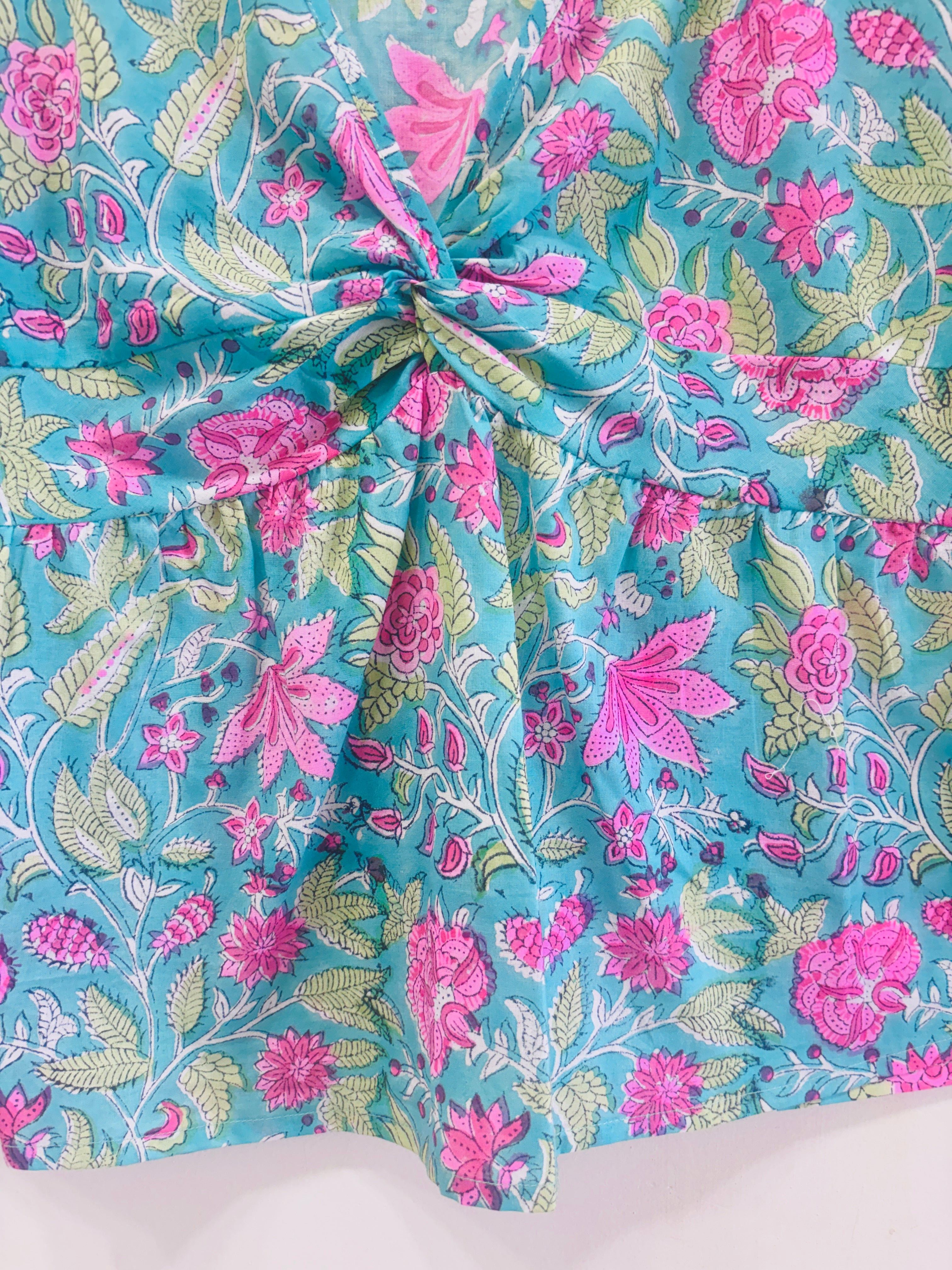 Tropical Blossom Cotton Short Top