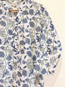 Grey Floral Cotton Block Printed  Kurta