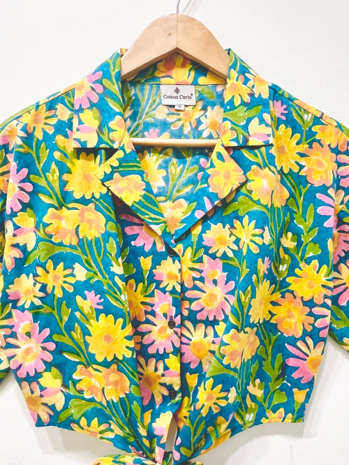 Block Printed Cotton Crop Shirt