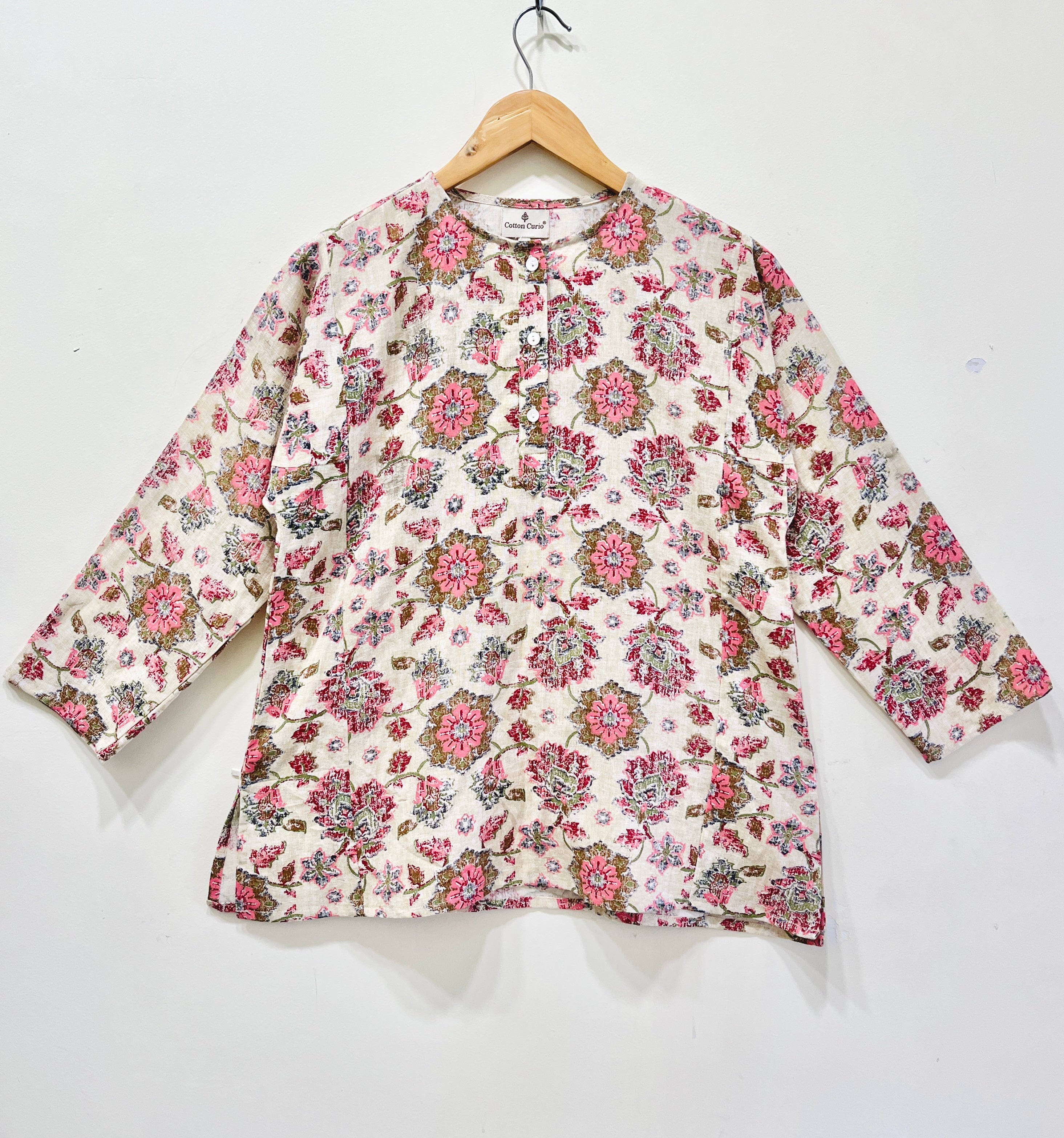 Block Printed Cotton Short Kurti