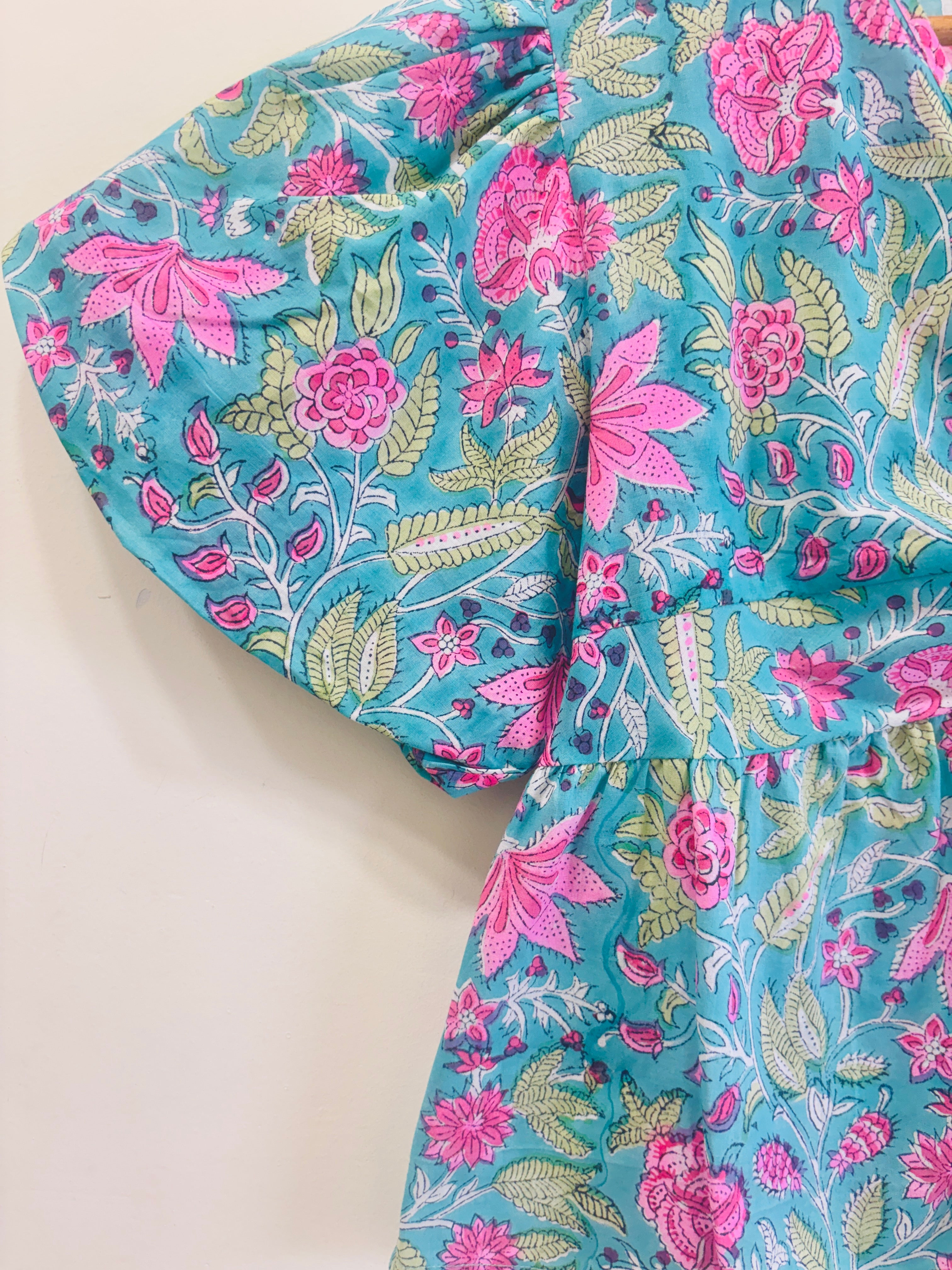 Tropical Blossom Cotton Short Top