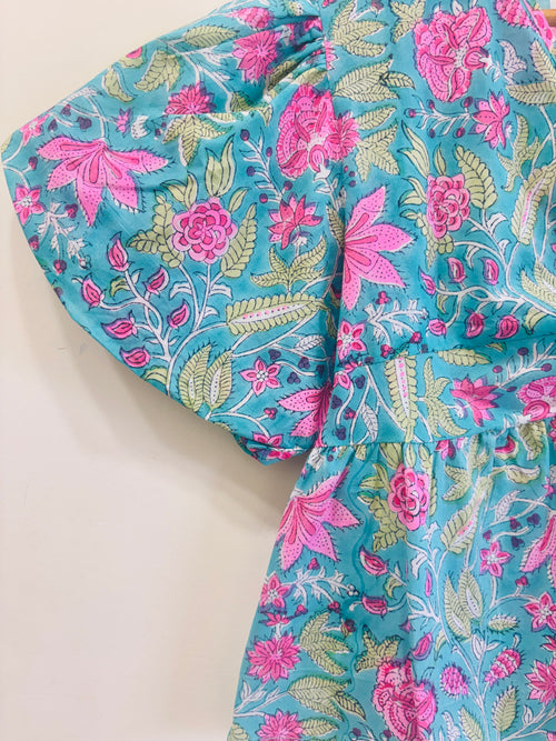 Tropical Blossom Cotton Short Top